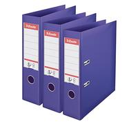 Esselte VIVIDA 624282 Lot de 3 classeurs à levier A4, tranche de 75 mm, capacité de 500 feuilles, PP, couverture en plastique, dossiers et dossiers, violet