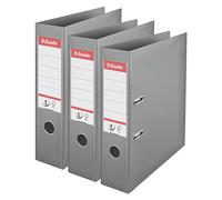 Esselte VIVIDA 624284 Lot de 3 classeurs à levier A4, tranche de 75 mm, capacité de 500 feuilles, PP, couverture en plastique, fichiers et dossiers, gris, lot de 3