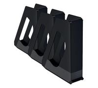 Esselte VIVIDA - Porte-Revues A4 en Plastique Robuste, Rangement pour Catalogues, Magazines et Dossiers, Noir, 628220 (Lot de 3)