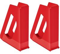 Esselte VIVIDA - Porte-Revues A4 en Plastique Robuste, Rangement pour Catalogues, Magazines et Dossiers, Rouge, 628217 (Lot de 2)