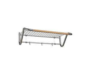 Essem Design Étagère à chapeaux Funk acier inoxydable. barre ronde en chêne huilé.
