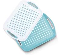 Essen Lot de 2 Plateaux de Service - Planches antidérapantes avec poignées antidérapantes, idéales pour la préparation des Aliments, Le thé, Le Petit déjeuner au lit - Plateau en Plastique pour Une