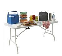 Essence - Table de jardin pliante 180x74x70 cm de camping et pique-nique portable en résine blanche