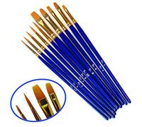 Essential Arts - Lot de 10 pinceaux en sable synthétique orange - Plats, ronds et Filbert - Différentes tailles pour aquarelle et acrylique