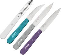 Essentials Ensemble de 4 couteaux colorés à manche en bois de hêtre - acier inoxydable - violet argent turquoise blanc - 195 x 2 x 1 cm - 4 pièces