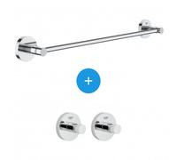 Essentials Lot de 2 patères murales fixation invisible + Barre porte-serviettes métal (40364001 + 40688001)
