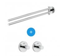 Essentials Lot de 2 patères murales fixation invisible + Double barre porte-serviettes métal (40364001 + 40371001)