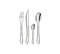 PRADEL ESSENTIEL - Ménagère 24 couverts de table pour 6 personnes - Bistro 1-2-3 - Acier Inoxydable 18/0, Finition Standard - Bleu Canard (Epaisseur 1.5 mm)