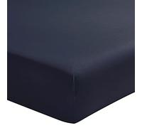 Essix - Drap Housse Royal Line Percale de Coton Bleu nuit 140 x 200 cm