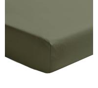 ESSIX - Drap Housse uni en Percale de Coton, Bonnet de 30cm, PREMIÈRE, 160 x 200 cm, Vert Jungle