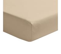 ESSIX, Drap Housse uni en Percale de Coton, Bonnet de 35cm, PREMIÈRE, 90 x 200 cm, Beige