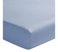 ESSIX - Drap Housse uni en Percale de Coton, tête et Pied relevables, PREMIÈRE, 2 x 80 x 200 cm, Bleu Olympe