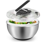 Essoreuse à Salade 4,5L en Acier Inoxydable Grande, avec Couvercle, Salad Spinner pour Laver et égoutter Les Salades etc.