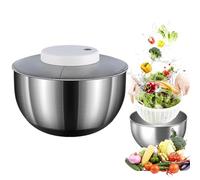 Essoreuse à salade, en acier inoxydable, 4,5 l, avec essorage automatique, fond antidérapant et rechargeable par USB, séchoir à fruits/légumes avec couvercle, grande salade spinner pour salade