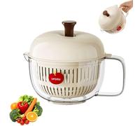 Essoreuse à salade en forme de pomme, lave-légumes double couche (blanc) | Séchage centrifuge rapide, design pomme ludique, compact 17 x 21 cm, ABS de qualité alimentaire, poignée ergonomique et bec