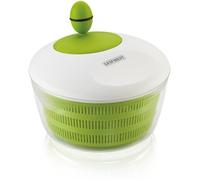 Leifheit Essoreuse à salade en plastique Trend, mécanisme d'essorage à manivelle, bouton ergonomique, utilisable comme saladier ou passoire, blanc et vert 23069