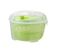 Essoreuse à salade manuelle à manivelle avec panier de vidange en plastique amovible pour sécher les fruits et les légumes verts dans la cuisine à la maison, blanc/vert (vert)