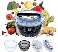 Essoreuse à salade manuelle grande capacité - 5 L - Séchoir à fruits et légumes avec couvercle à fermeture sécurisée - Séchage des aliments - RTMAXCO