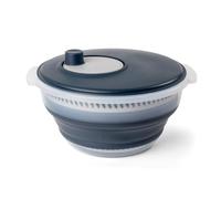 Essoreuse à salade pliable 3 pièces gris avec fond antidérapant - 5 litres | Saladier avec couvercle et passoire amovible, idéal pour les petites cuisines, le camping, les camping-cars