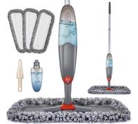 Essuie-glace en spray avec 3 tampons lavables pour le nettoyage des sols Grey