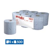Essuie-mains bobines à dévidage central WypAll L10 7407 bleu, lot de 6