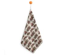 Essuie-mains rétro à motif de tracteur à grain de bois pour salle de bain, cuisine, serviettes de cuisine à suspendre avec boucle de suspension, serviette de bain décorative absorbante pour salle de