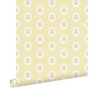 ESTAhome papier peint fleurs et rayures jaune 50 x 900 cm