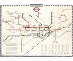 ESTAhome papier peint panoramique Plan du metro de Londres beige, rouge et bleu 279 x 279 cm