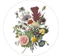 ESTAhome papier peint panoramique rond adhésif bouquet vert, rose et jaune Ø 70 cm