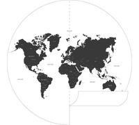 ESTAhome papier peint panoramique rond adhésif carte du monde noir et blanc Ø 140 cm