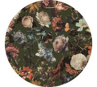 ESTAhome papier peint panoramique rond adhésif fleurs vert olive grisé Ø 70 cm