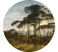 ESTAhome papier peint panoramique rond adhésif paysage italien vert foncé Ø 70 cm