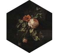 ESTAhome sticker mural nature morte de fleurs rouge foncé et noir 140 x 161 cm