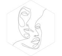 ESTAhome sticker mural visages Line Art noir et blanc 70 x 81 cm