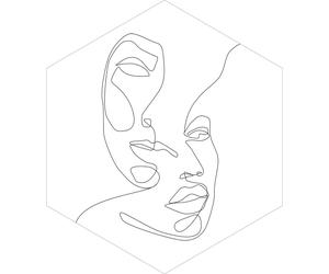 ESTAhome sticker mural visages Line Art noir et blanc 70 x 81 cm
