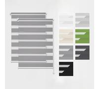 Estika Store Enrouleur Jour Nuit Klemmfix sans perçage, 2 pièces dans Le Set - 30 x 150 cm - Gris - Store à enroulement, Double Tissu, pour fenêtres intérieures, Store Duo