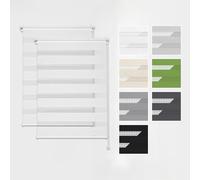 Estika Store Enrouleur Jour Nuit Klemmfix sans perçage, 2 pièces dans Le Set - 40 x 120 cm - Blanc - Store à enroulement, Double Tissu, pour fenêtres intérieures, Store Duo