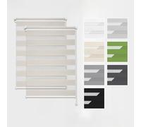 Estika Store Enrouleur Jour Nuit Klemmfix sans perçage, 2 pièces dans Le Set - 40 x 120 cm - Crème - Store à enroulement, Double Tissu, pour fenêtres intérieures, Store Duo