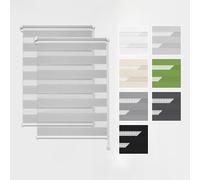 Estika Store Enrouleur Jour Nuit Klemmfix sans perçage, 2 pièces dans Le Set - 40 x 120 cm - Gris Clair - Store à enroulement, Double Tissu, pour fenêtres intérieures, Store Duo
