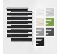 Estika Store Enrouleur Jour Nuit Klemmfix sans perçage, 2 pièces dans Le Set - 50 x 150 cm - Noir - Store à enroulement, Double Tissu, pour fenêtres intérieures, Store Duo