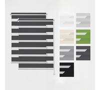 Estika Store Enrouleur Jour Nuit Klemmfix sans perçage, 2 pièces dans Le Set - 70 x 120 cm - Anthracite - Store à enroulement, Double Tissu, pour fenêtres intérieures, Store Duo