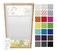 Estika Store plissé pour fenêtre de Toit avec perçage pour fenêtres Velux - Modèle: MK04 - Couleur du Tissu: Blanc - Store intérieur plissé pour Les fenêtres de Toit
