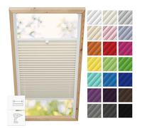 Estika Store plissé pour fenêtre de Toit avec perçage pour fenêtres Velux - Modèle: SK06 - Couleur du Tissu: Beige - Store intérieur plissé pour Les fenêtres de Toit
