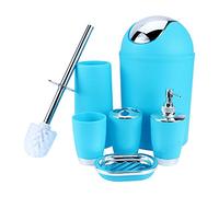 Estink Ensemble d'Accessoires de Salle de Bains en Résine, 6 Pièces, Distributeur de Savon, Porte-Savon, Gobelet, Poubelle, Brosse WC, Porte Brosse à Dents