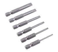 Estink Ensemble de 6 Embouts de Tournevis à Fente, Acier Allié, 2-6mm, Magnétiques, Tête Plate Hexagonale, Tige 0,25 Pouce, Longueur 50mm