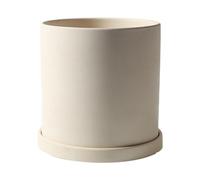 ESTINTENG Pot de fleur en céramique à tube droit perforé et respirable, plain-feu, pour plantes grasses et plantes en pot vertes - Tube droit plain-feu (avec plateau) - Grande taille