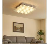 Esto Lampe Plafond LED 9 Lumières Chrom Verre Carré Salon Cuisine Chambre