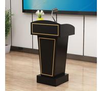 Estrade de Prise de Parole, Lutrin en Bois,Noir,+Copper | avec large surface de lecture, armoire de rangement, facile à assembler, pour salle de onférence et événements