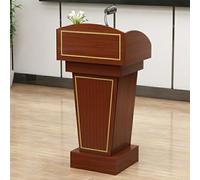 Estrade de Prise de Parole, Lutrin en Bois,Teak,+Copper & Drawer | avec large surface de lecture, armoire de rangement, facile à assembler, pour salle de onférence et événements