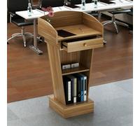 Estrade de Prise de Parole, Lutrin en Bois,Wood,+Drawer | avec large surface de lecture, armoire de rangement, facile à assembler, pour salle de onférence et événements